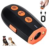 Calenxy Anti Bell Gerät Hunde, Ultraschall Hundeabwehr, Wiederaufladbar Antibell Ultraschall Gerät mit Frequenze LED-Taschenlampe für Kleine Große Hunde Innen Außenbereich Hund