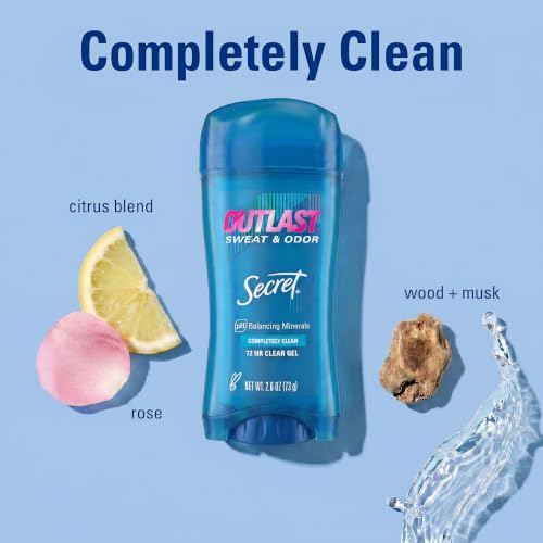 Image of Secret Outlast Completely Clean Scent Women's Clear Gel Antiperspirant & Deodorant 2.6 oz