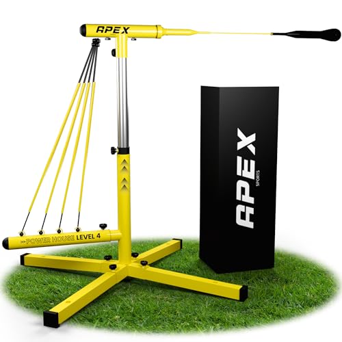Apex Sports Baseball Swing Trainer Adjustable Batting Practice Trainer with Power Resistance Bands for Hitting Mechanics Swing Speed & Timing (Baseball Swing Trainer)