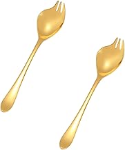 HAKIDZEL Conjunto de 2 peças de colher sorvete mistura de vinho conjunto de pratos de acampamento talheres ao ar livre colher garfo combo colher de aperitivo colher dupla garfo de salada colher colher de salada para casa talheres de aço inoxidável para servir salada doméstica