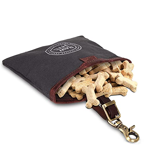 Raw Hyd Dog Treat Pouch For Training - Waxed Canvas & Leather Dog Training Treat Pouch - Dog Treat Bag W/Double Magnetic Closures - Treat Pouches For Pet Training W/Belt Loop Clip & Waistband Clip #TOP1