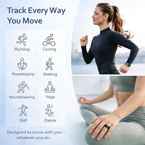 Image of Smart Ring Health & Fitness Tracker for Men & Women, Heart Rate, SPO₂, Sleep & Activity Monitoring, IP68 Waterproof, Long Battery Life, Family Care Mode, No Subscription Fee (Black, 10)