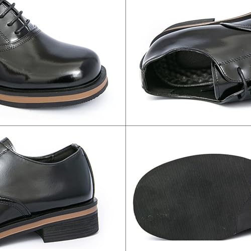 Men's Leather Square Toe Platform Oxfords Classic Lace Up Low Heel Business Dress Shoes Casual Work Formal Shoes3