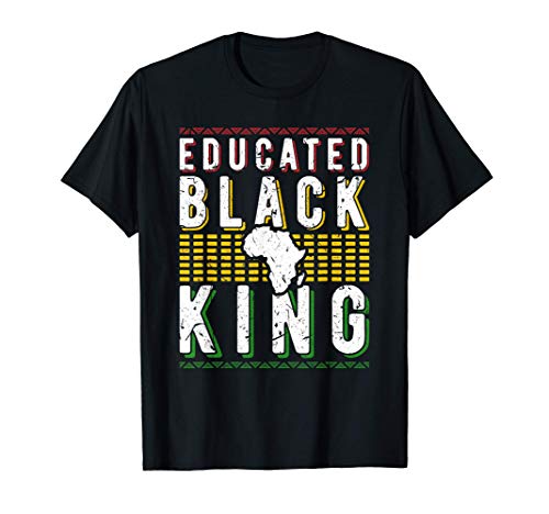 Rei preto educado história negra presente afro t-shirt, Preto, S