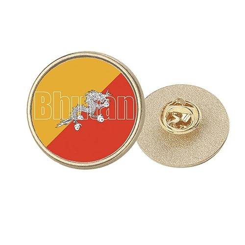 Broche Bhoutan ronde en métal doré un cadeau culturel original