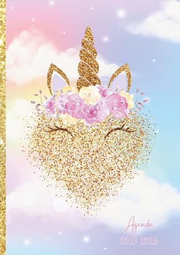 Agenda Scolaire: Agenda Journalier 1 jour Par Page | De Septembre à Juillet | Format Standard 12X17 cm | 280 pages | Agenda Thème Licorne, Arc en ciel et Strass | Couverture Souple| (French Edition)