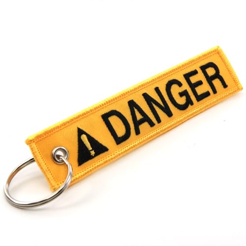 Rotary13B1 DANGER - Yellow/black Jet Tag Key Chain 1 inch