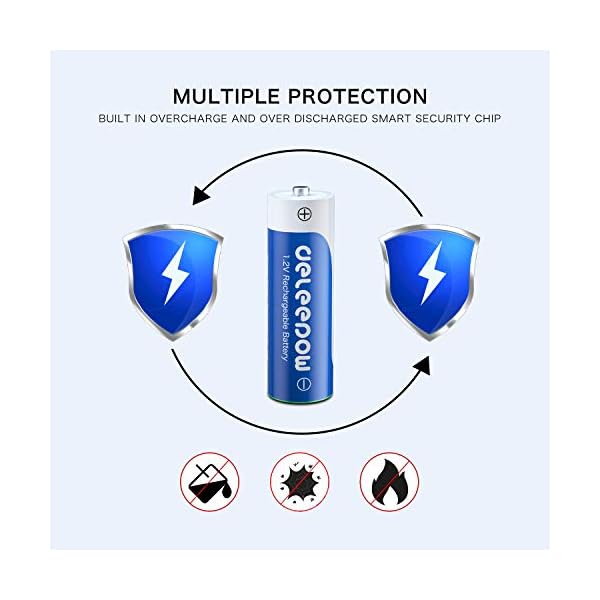 Deleepow AA Rechargeable Batteries Nimh 3300mAh 1.2V Batteries AA Size Rechargeable High Capacity 1200 Cycles 8-Pack(Only Battery) - Image 7