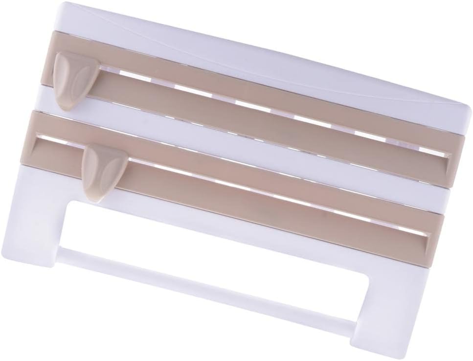 CALANDIS Kitchen Towel Foil 4-in-1 Roll Holder Cling Film Dispenser Wall Rack Brown