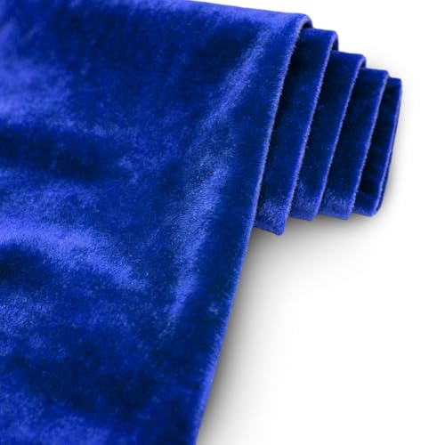 Tissu Velours Écrasé, 160 x 200cm Tissu en Velours pour Rideaux Scène Costume Robe Vêtements Nappe, Tissus Décoratif AUCUNE Tissus au Metre (Bleu Royal)