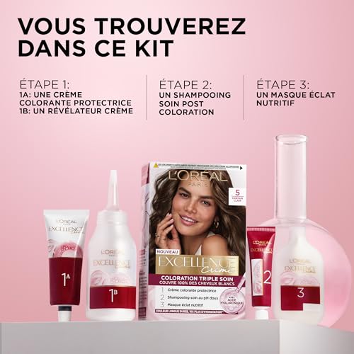 Coloration 5.3 Châtain Doré Enrichie En Acide Hyaluronique Hydratation Longue Durée Excellence Crème 'oreal Paris La Boîte - vue 9