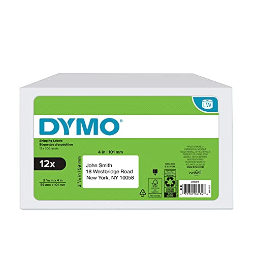 DYMO Authentic LabelWriter Standard Shipping Labels for LabelWriter Label Printers, White, 2-1/8'' x 4'' (30323), 6 Rolls of 220