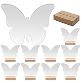 Gadpiparty 10 Sets Butterfly Shaped Clear Acrylic Place Cards Blank Wedding Signs Seating Cards with Holder Sublimation DIY Butterfly Table Number Decor Party Supplies
