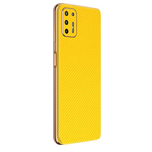 Skin Adesivo Traseira Fibra Carbono Preta Para Moto G9 Plus (Amarelo Carbono)