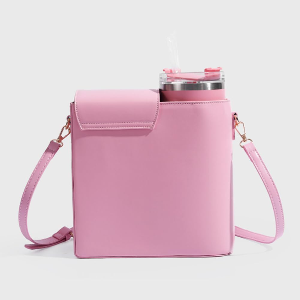 Kobietowa torba na nośnik butelek z kieszonką, torba crossbody PU skóra