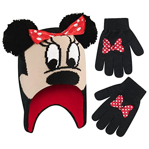 Disney Winter Hat, Kids Toddlers Mittens,Minnie Mouse Baby Beanie For Boy Girl Ages 2-4, Red/Black-Glove Set, Age 4-7 #TOP11