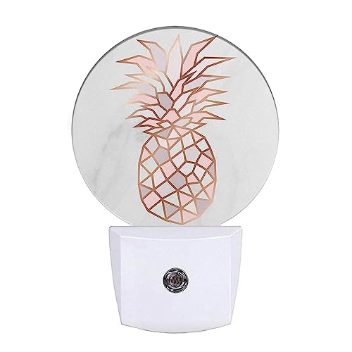 Image of EKOBLA Pink Pineapple Night Light, Fruit and Gray Marble Night Lights Plug Into Wall with Auto Sensor for Bedroom and Bathroom