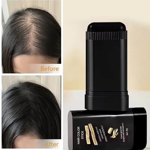 Image of KATHTHAI New Hair Color Comb Stick for Men & Women - Waterproof & Sweat-Proof Grey Hair Coverage - Easy Application, Natural Color, Safe Formula - Instant Touch-Up for Fuller, Denser Look - 20g (Hair Color Stick 20gm - Balck)