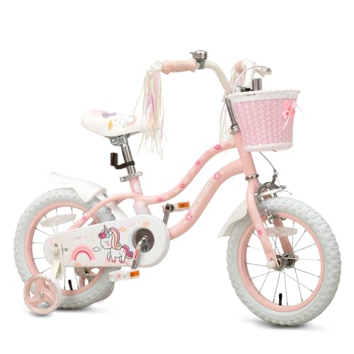 Image of Princess Style Girls Bike with Basket for 2-13 Years Old Kids and Toddlers, 12 14 16 18 Inch Bicycle for Children with Training Wheels and Streamers, 20 Inch with Kickstand, Multiple Colors