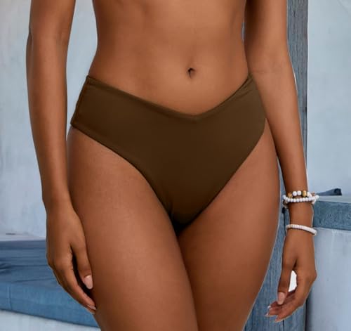 Image of geluboao Women's Bikini Bottom Sexy V Cut High Cut Swimsuit High Waisted Bathing Suit Bottoms