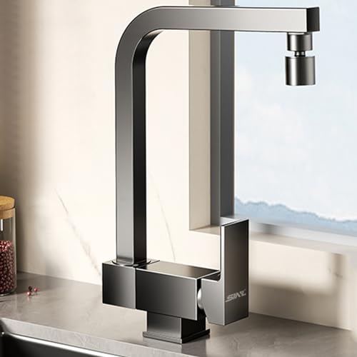 Robinets mélangeurs de cuisine gris pistolet rabattables double mode