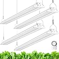 Barrina TX72 4FT Grow Lights for Seed Starting, 288W (4 x 72W, 2000W Equivalent), High PPFD, 5000K Daylight Full Spectrum, Mechanical Timer, Hanging Grow Lights with On/Off Switch Linkable, 4 Packs