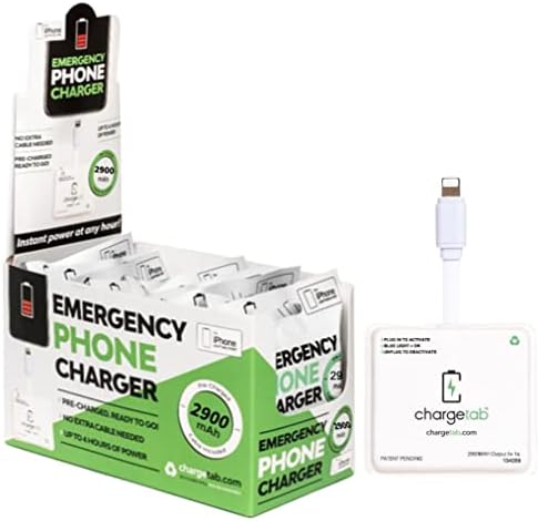 ChargeTab New V4 Emergency Portable Cell Phone Power, iPhone Lightning Charger, Pre-Charged Battery Pack with 2 Year Shelf Life (2900mAh Each)