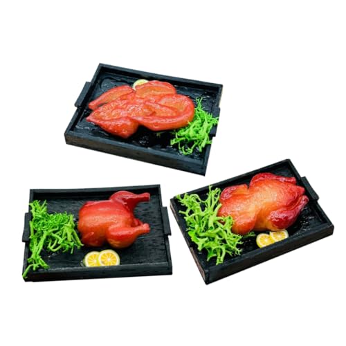 YARNOW 3 pezzi Cibo Giocattolo in Plastica – Anatra Arrosto, Oca Arrosto e Pollo – Set Miniatura per Casa delle Bambole e Decorazione di Cucina