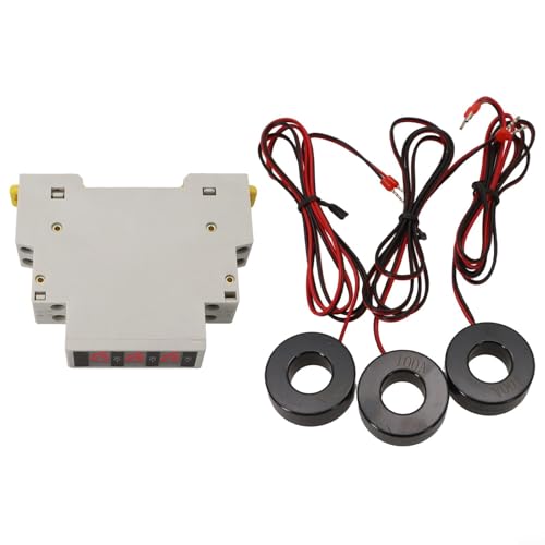 Mini Din Rail Ammeter, Three Phase Digital Current Meter with 3-Digit Display, 1-100A AC80-500V 50-60Hz Modular Ampere Gauge Indicator, 35mm Rail Mount for Industrial Monitoring