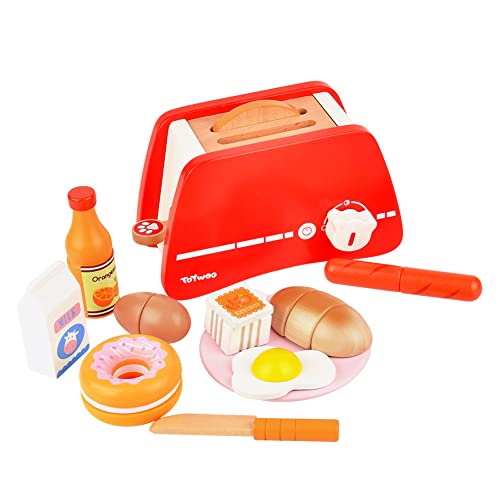 Kinderküche Zubehör Holz,Montessori Spielzeug Pop-Up-Toaster-Spielset für Kinder,Holzspielzeug ab 3+ Jahr Outdoor…