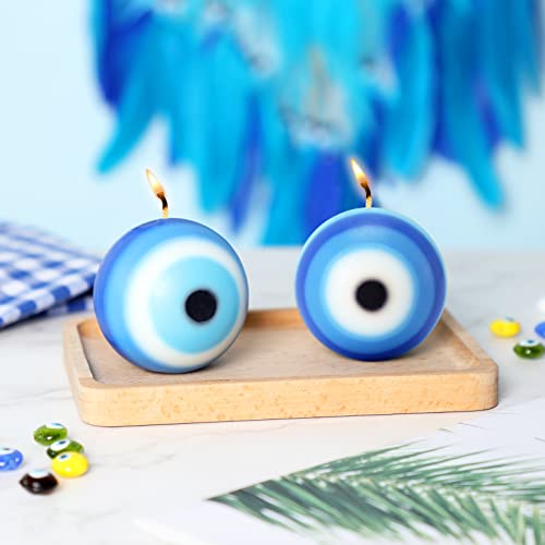 Huray Rayho Evil Eye Candle Gifts Set Of 2 Evil Eye Decor Blue Ball Nazar Candle Handmade Scented Natural Soy Wax Hamsa Cute Candles Aesthetic Aromatherapy Air Freshener Home Office Gifts For Women cover