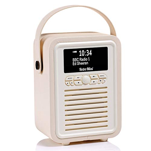 VQ Retro Mini DAB/DAB+ Digital Radio with Bluetooth, FM Radio, Alarm Clock - Mains & Battery Powered Portable