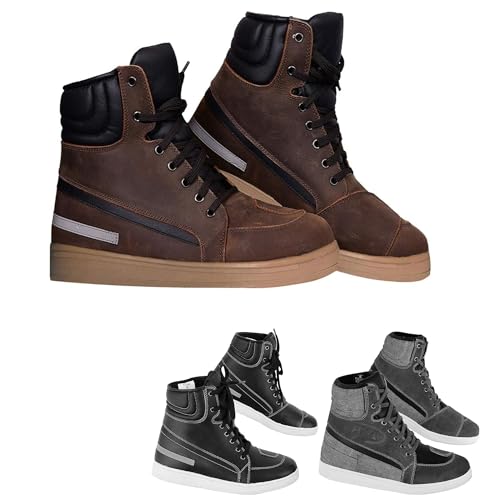 Vaster Moto Zapatos de moto transpirables para hombre Botas protectoras de moto para carretera CE EN [13634:2017] (Marrón, Sistema tallas calzado EU, Adulto, Hombre, Números, mediano, 39)