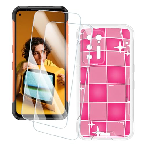 OAGELIM 2�Z�b�g �X�N���[���v���e�N�^�[ + �P�[�X Doogee S97 Pro (6.39 �C���`) �Ƃ̌݊������� �A�[�e�B�X�e�B�b�N�J�X�^���v�����g�J�o�[�Ƌ����K���X�t�B���� �X�N���b�`�h�~ (�s���N�̐��E)