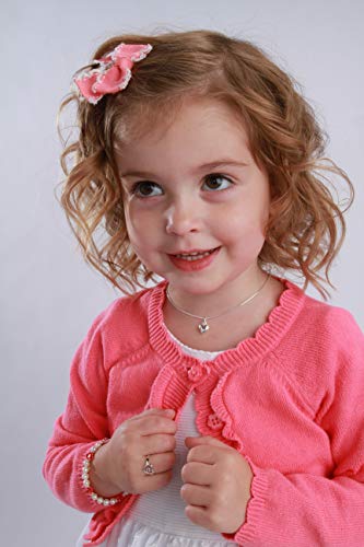 Precious Pieces Girl's Sterling Silver Puff Heart Charm Necklace Gift for Toddlers, Little Girls and Kids2