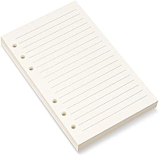A6 Filler Paper, 6-Hole Punched for 6-Ring Binders, 8mm Ruled Loose Leaf Paper,10.5 x 16.9cm Inserts Paper, 80 Sheets/160 Lined Pages, Beige