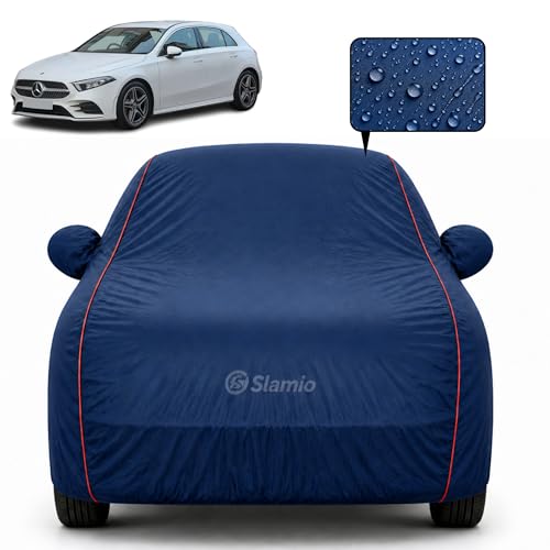 Image of Car Cover for Mercedes-Benz A-Class | 100% Waterproof Heavy-Duty 3-Layer Car Body Cover | All-Weather Rain, UV, Sun & Dust Protection | Custom Fit | Mirror & Antenna Pockets | Navy Blue