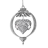 Inspired Silver - Professor - Silver Christmas Ornament - Pave Heart Charm Christmas Tree Ornament with Cubic Zirconia - Holiday Hanging Decoration