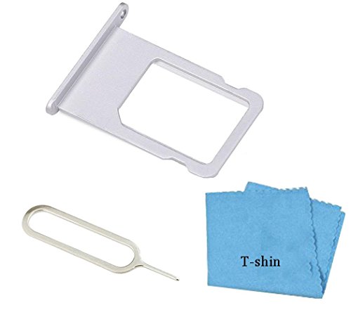 SIM Card Tray Cover Card Slots Holder Replacement Part for iPhone 6 (4.7Inch) with Sim Card Remover Eject Pin Key Tool and Cloth (Silver)