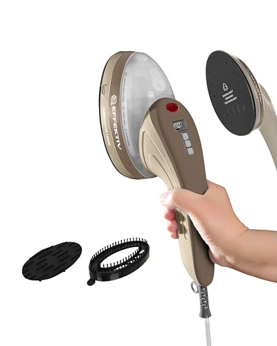 Plancha Vertical Vapor EFFEKTIV, 1800W, 3 en 1 Vapor Vertical Premium, Plancha Ropa con Suela Cerámica, Cepillo de Vapor, Depósito 250ml, Vapor Continuo 750mg/sec, Pantalla led, Autoapagado, Cable 3m