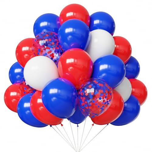 Image of YMSZ Red White and Blue Balloons, 4th of July Balloons Decorations | 67pcs, 12 Inch, Red and Blue Balloons for Independence Day Birthday Party Decorations