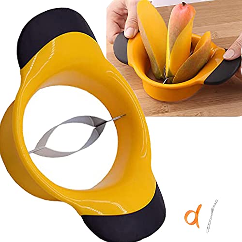 Pwireless Mango Slicer Peeler Cutter Splitter Pitter Divider with Stainless Tteel Blade Removal Tool Anti-skid Handle Super Large Mango Kernel Remover