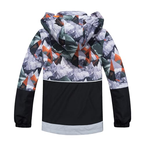 Image of MGEOY Boys Girls Rain Jacket Lightweight Waterproof Hooded Fleece Lined Raincoat Windbreakers for Kids