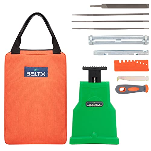Chainsaw Sharpener Kit, Chainsaw Teeth Sharpener for 14/16/18/20 Inch One/Two Holes. Safest/Fastest Manual Chainsaw Blade Sharpener Tools. Compact Design Chainsaw Tool Pouch. Unique Chainsaw File Set