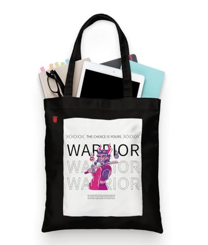 Image of ZORI Black Tote Bag With Pocket Printed Designed Canvas Tote Bags For Women large capacity,Tote bag For Shopping, College, Travel, More Canvas Handbag For Unisex Bag
