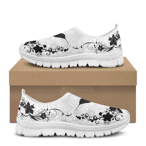 Jeiento Boho Floral Loafers for Women Slip on Shoes Flats Shoes Cozy Work Shoes2