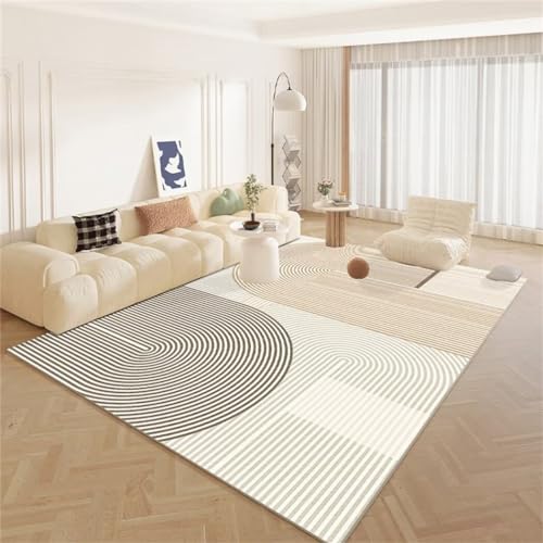 Tapis de salon géométrique gris 180x250cm lavable moderne - 2