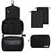Larkumio Beauty Case Donna Uomo da Viaggio Grande Impermeabile, Borsa da Toilette Beautycase Porta Trucchi con Gancio e Maniglia, 1 Portatrucchi + 2 Borse con Coulisse, Nero immagine
