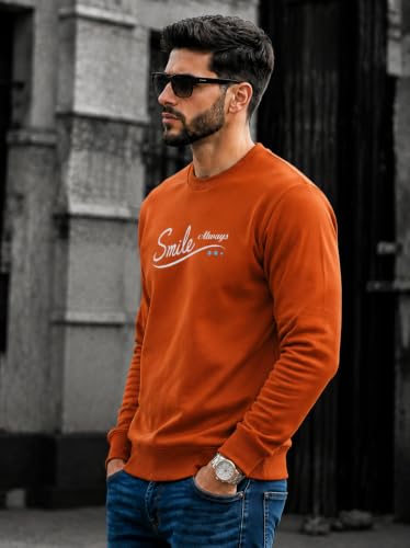 Image of Mack Jonney Men's Printed Fleece Sweatshirt|Full Sleeve Round Neck Winter Sweatshirt for Casual Wear|Travel|Gym & Everyday Style-mj-62