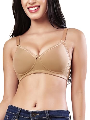 Image of Women's Seamless Padded Non Wired Cotton Stretch Everyday Bra| Detachable Straps | Transparent Straps Included